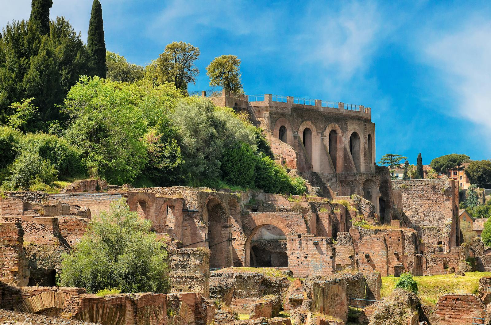 View of Roman ruins near the Colosseum